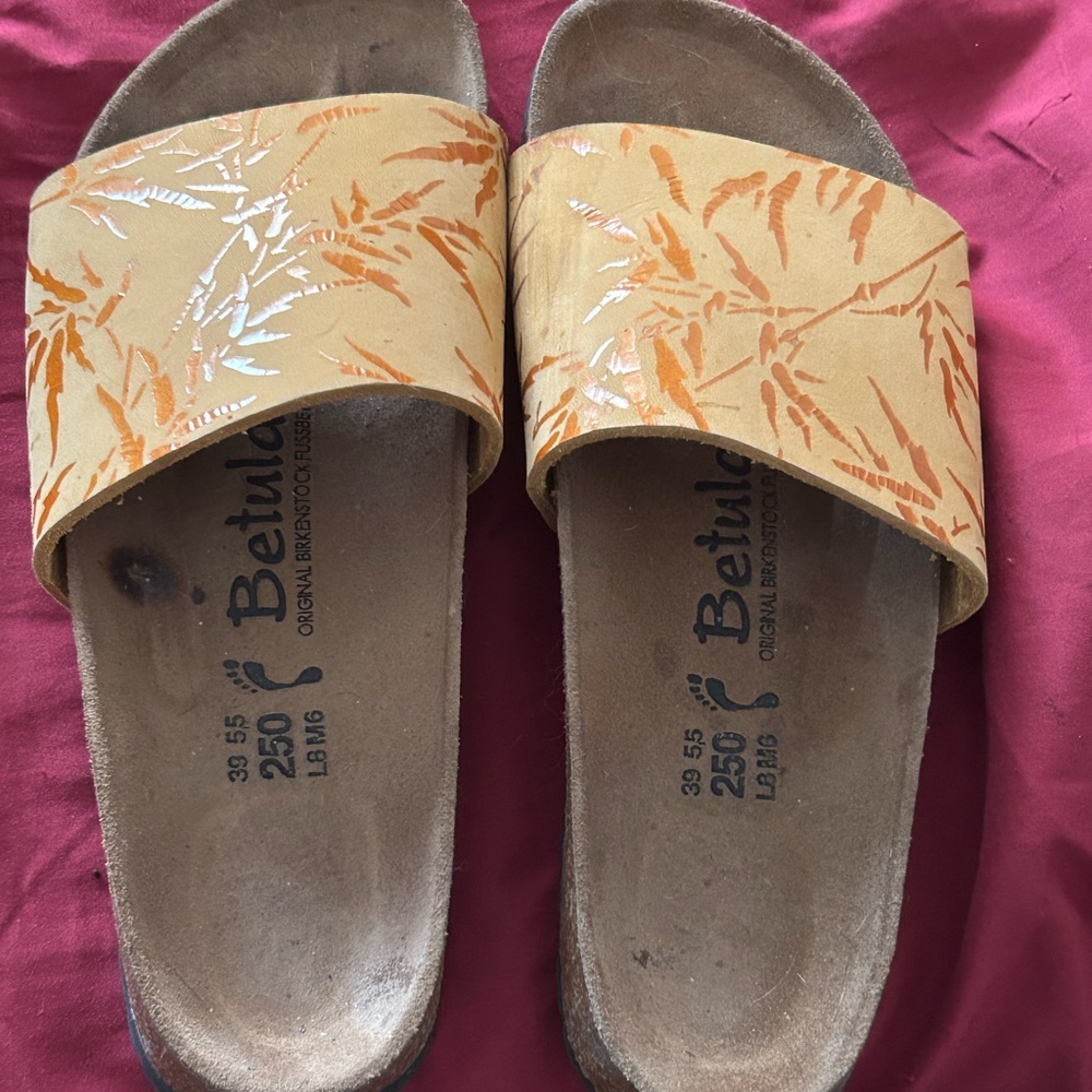 Vintage Birkenstock Sandals Yellow and Gold color. Betula.